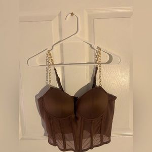 Brown Corset with Gold Straps
